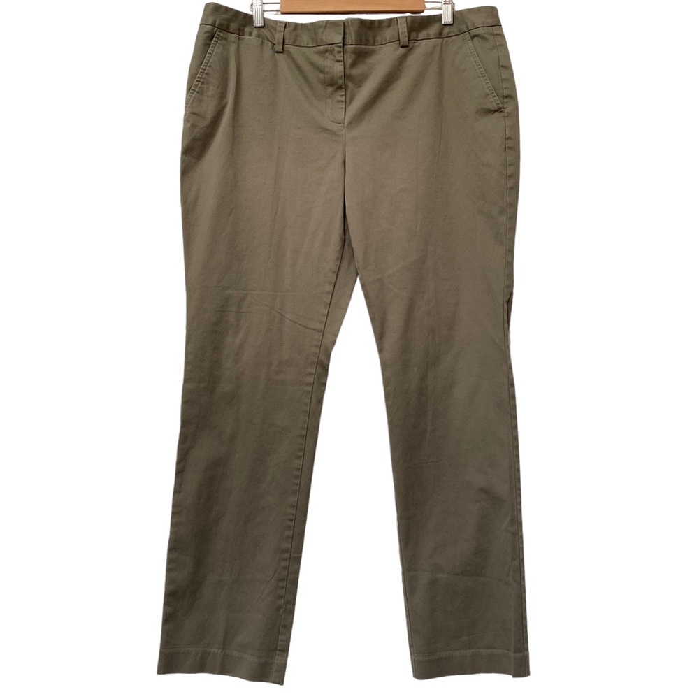 Lands End Army Green Mid Rise Straight Leg Pants Womens Size 18